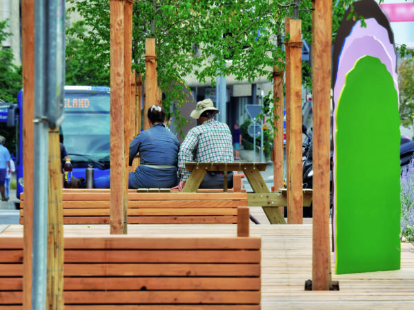 Aménagements temporaires ici la Voie 4 ambiance Nyon le 27.7.2019 © photo Michel Perret